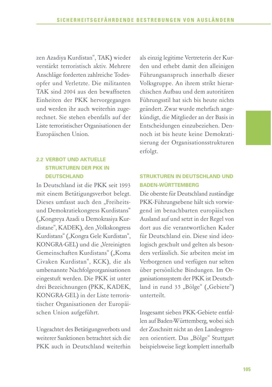 Seite 105 des Verfassungsschutzbericht 2016 Baden-Württemberg