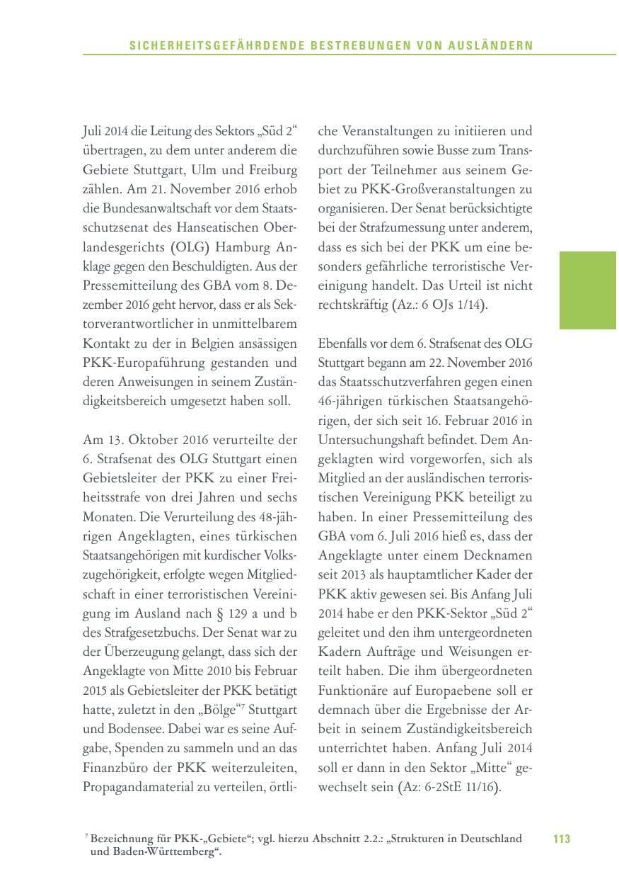 Seite 113 des Verfassungsschutzbericht 2016 Baden-Württemberg