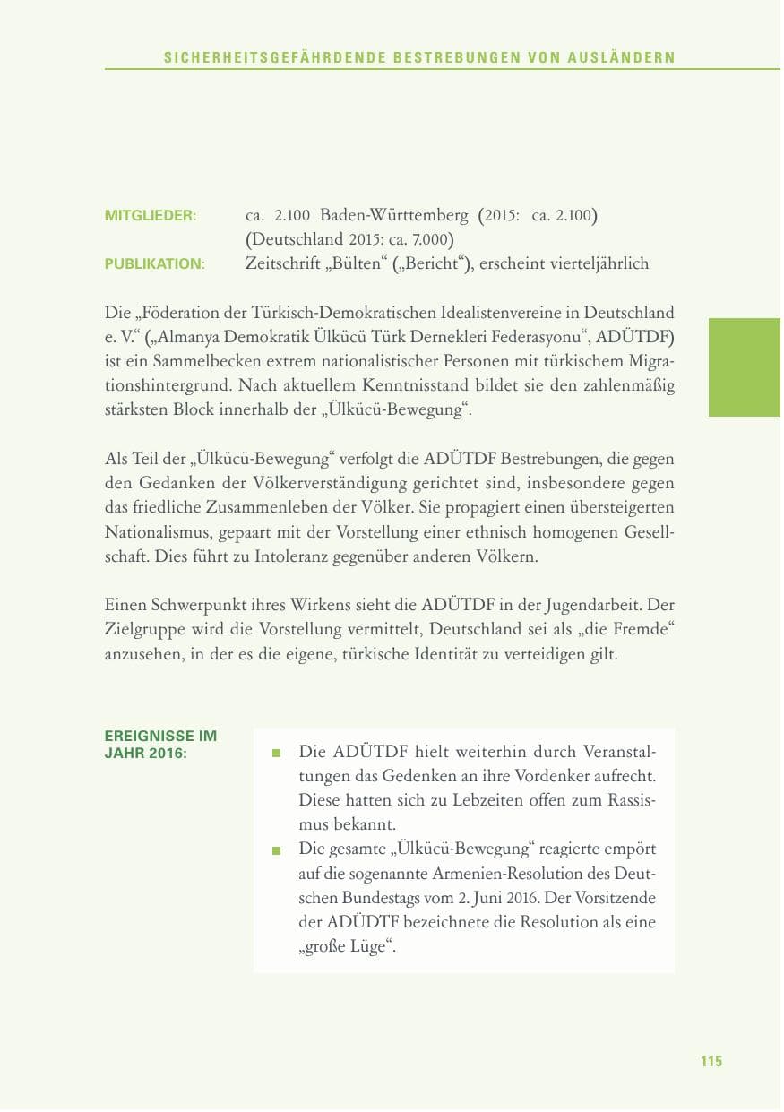 Seite 115 des Verfassungsschutzbericht 2016 Baden-Württemberg
