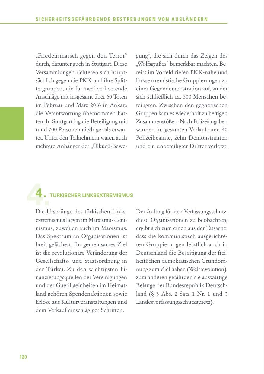 Seite 120 des Verfassungsschutzbericht 2016 Baden-Württemberg