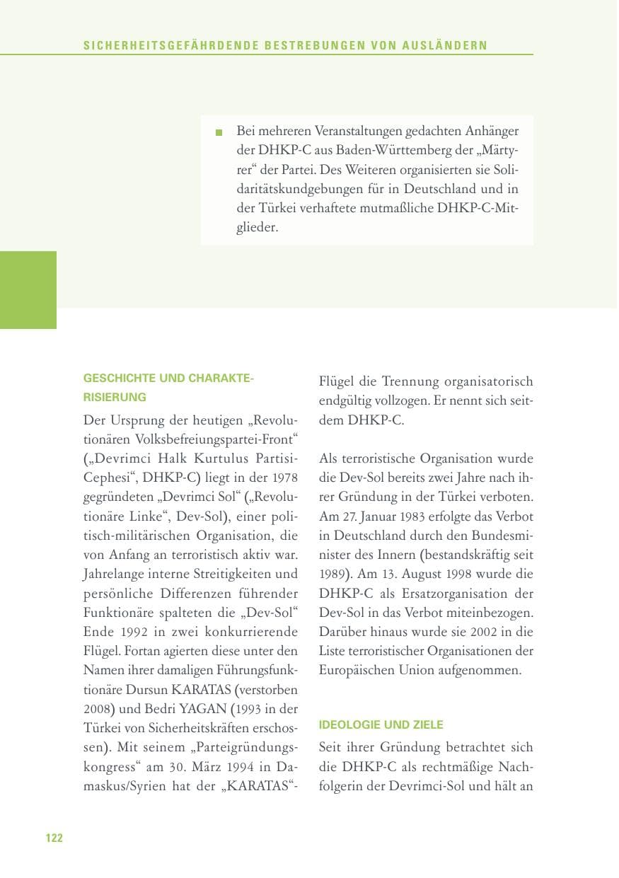 Seite 122 des Verfassungsschutzbericht 2016 Baden-Württemberg