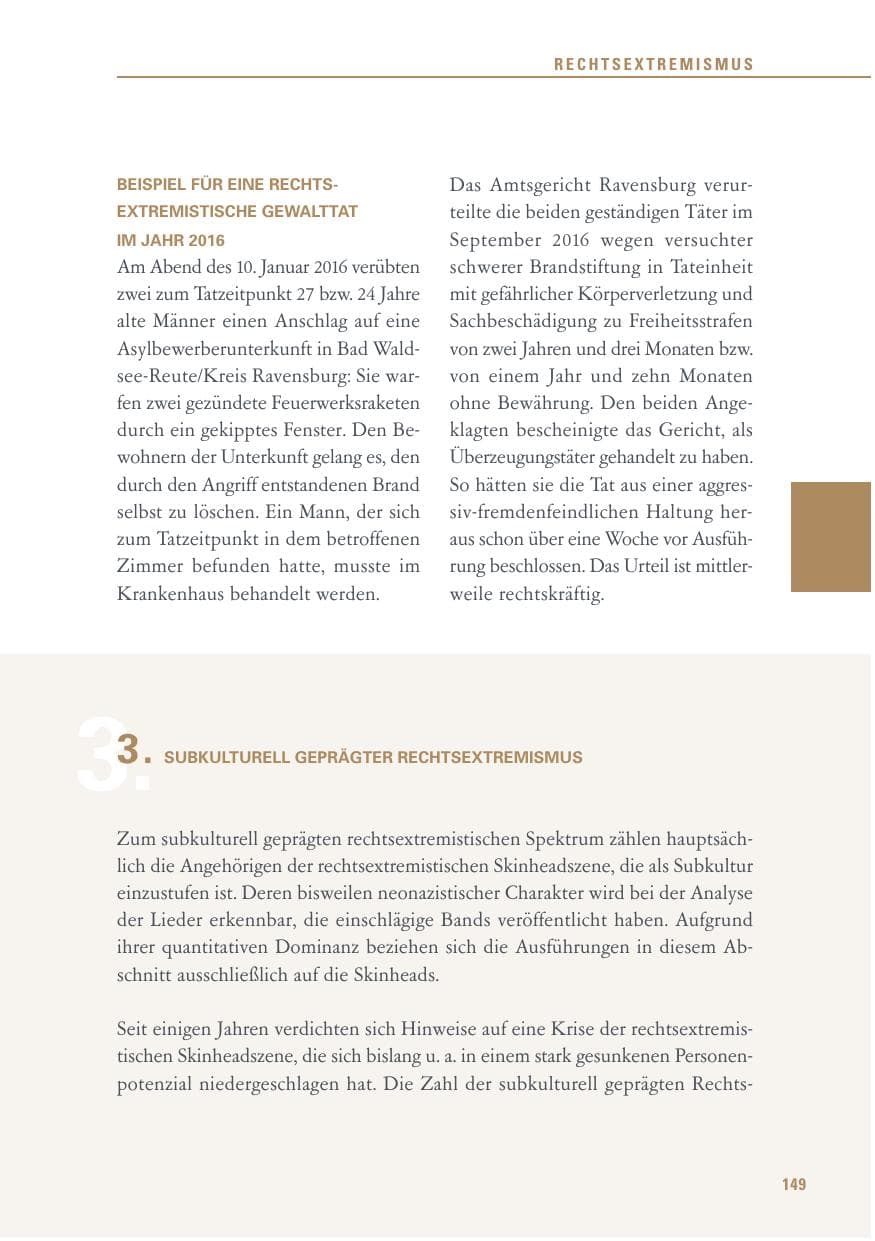 Seite 149 des Verfassungsschutzbericht 2016 Baden-Württemberg