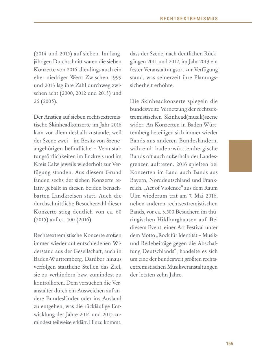 Seite 155 des Verfassungsschutzbericht 2016 Baden-Württemberg
