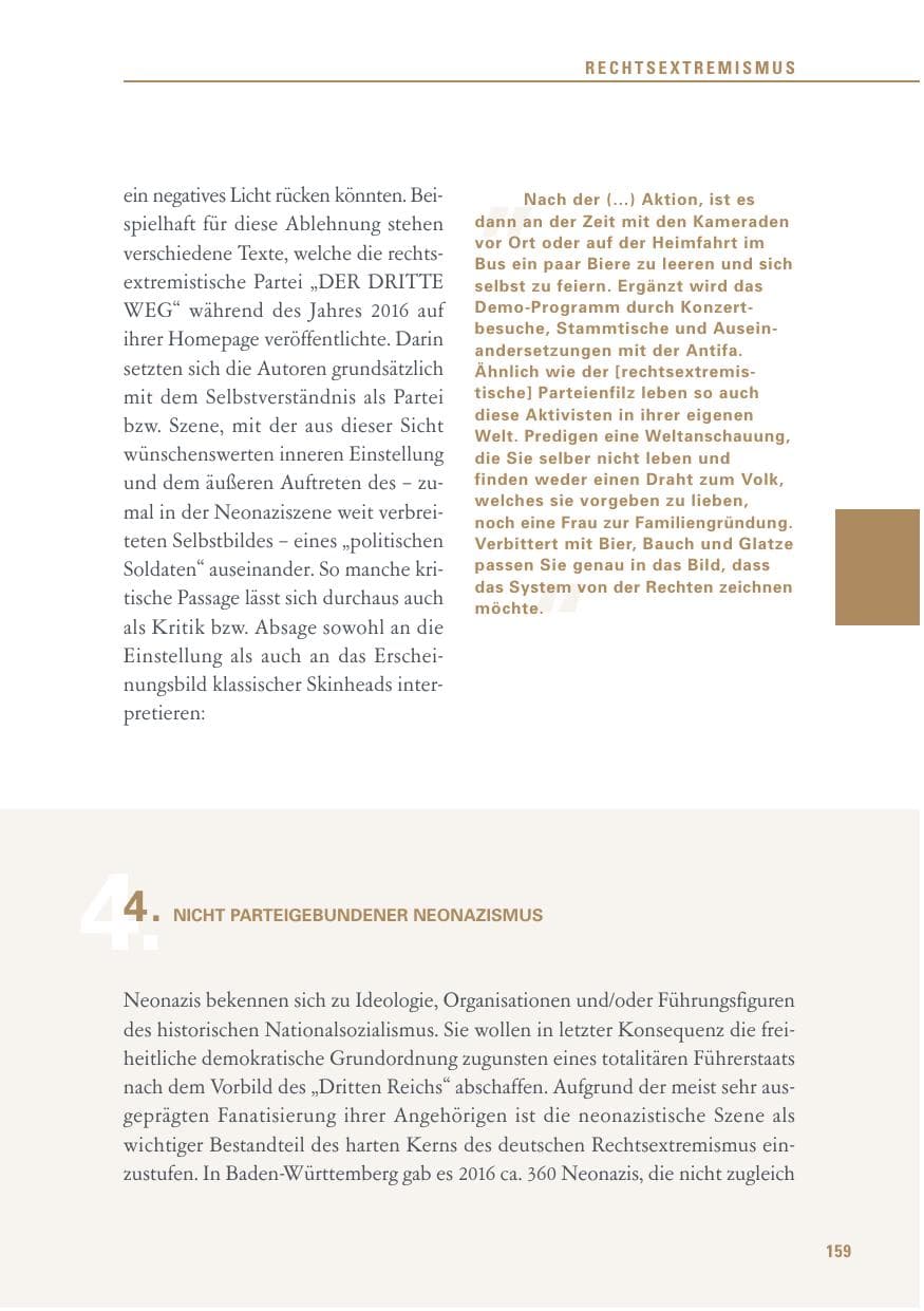 Seite 159 des Verfassungsschutzbericht 2016 Baden-Württemberg