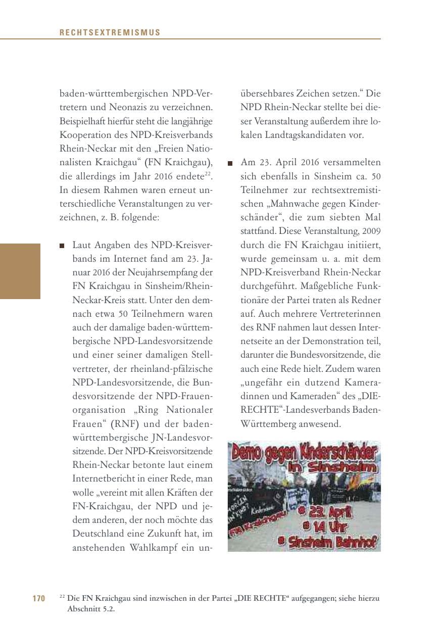 Seite 170 des Verfassungsschutzbericht 2016 Baden-Württemberg