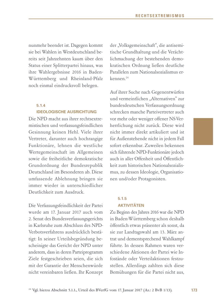 Seite 173 des Verfassungsschutzbericht 2016 Baden-Württemberg