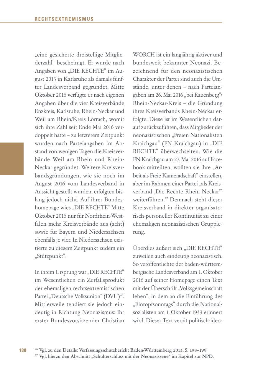 Seite 180 des Verfassungsschutzbericht 2016 Baden-Württemberg