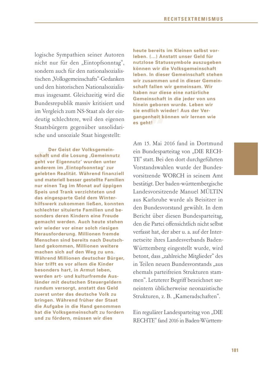 Seite 181 des Verfassungsschutzbericht 2016 Baden-Württemberg