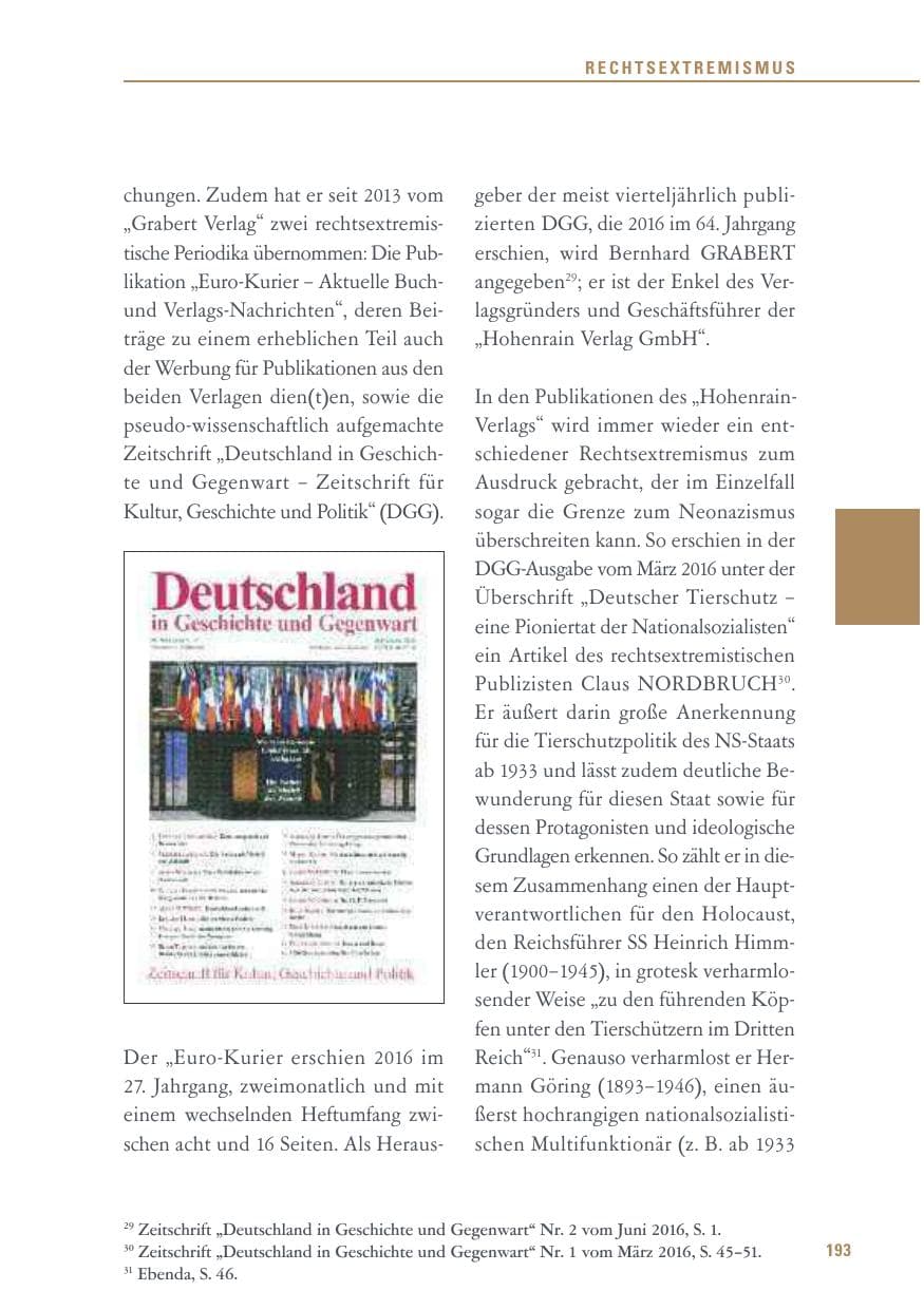 Seite 193 des Verfassungsschutzbericht 2016 Baden-Württemberg