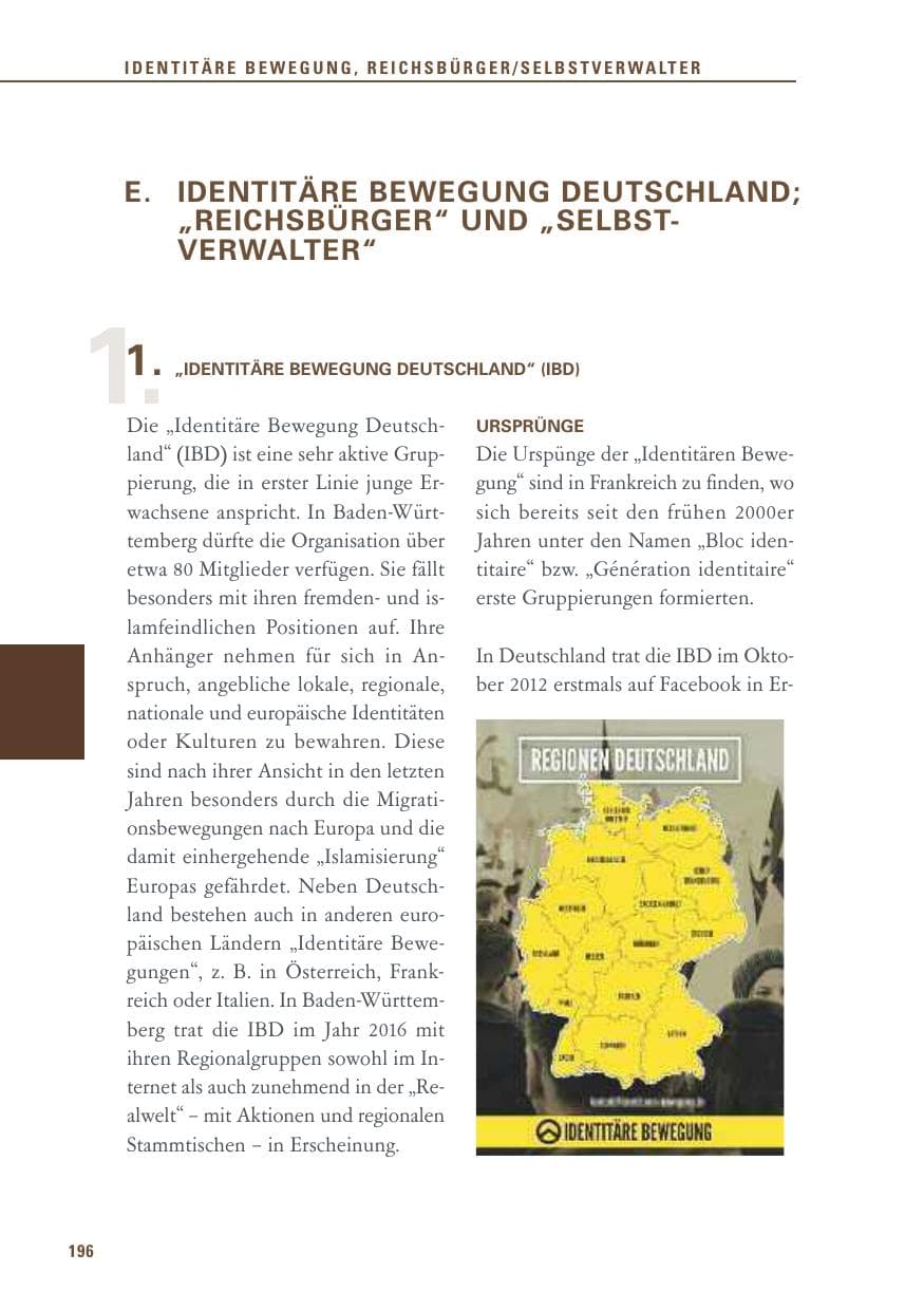 Seite 196 des Verfassungsschutzbericht 2016 Baden-Württemberg