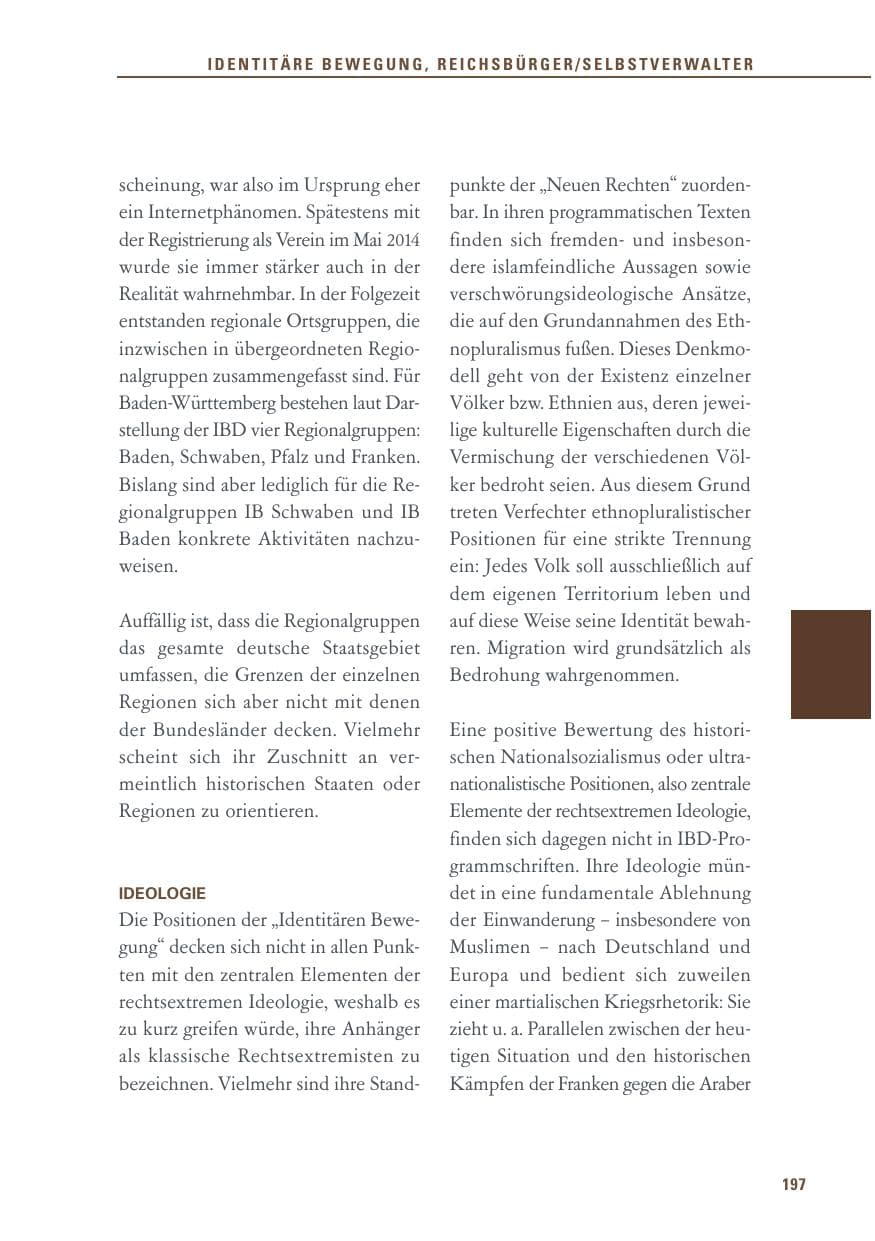 Seite 197 des Verfassungsschutzbericht 2016 Baden-Württemberg
