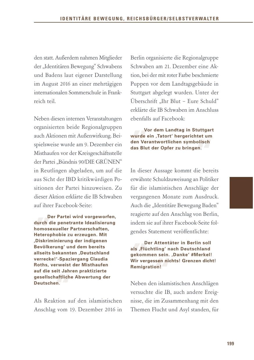 Seite 199 des Verfassungsschutzbericht 2016 Baden-Württemberg