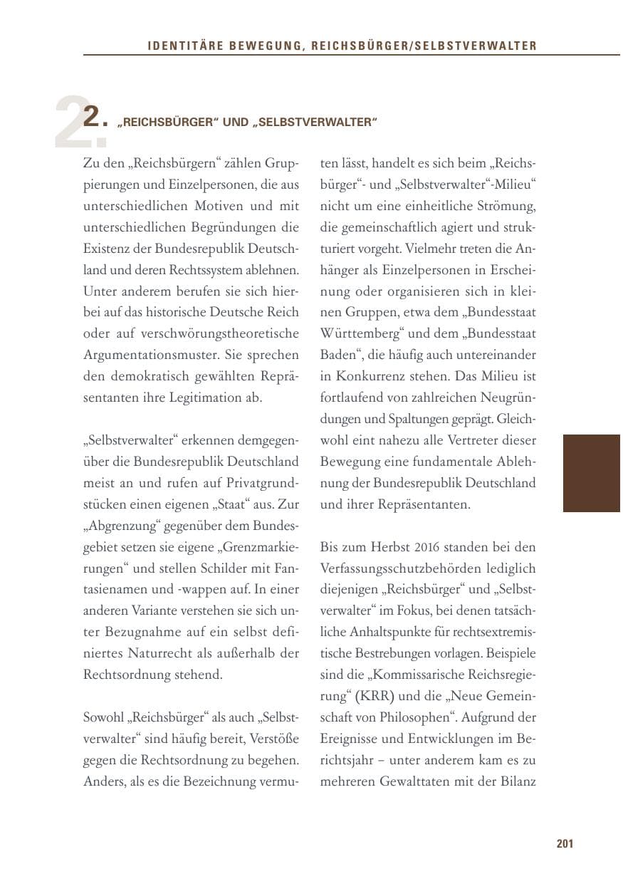 Seite 201 des Verfassungsschutzbericht 2016 Baden-Württemberg