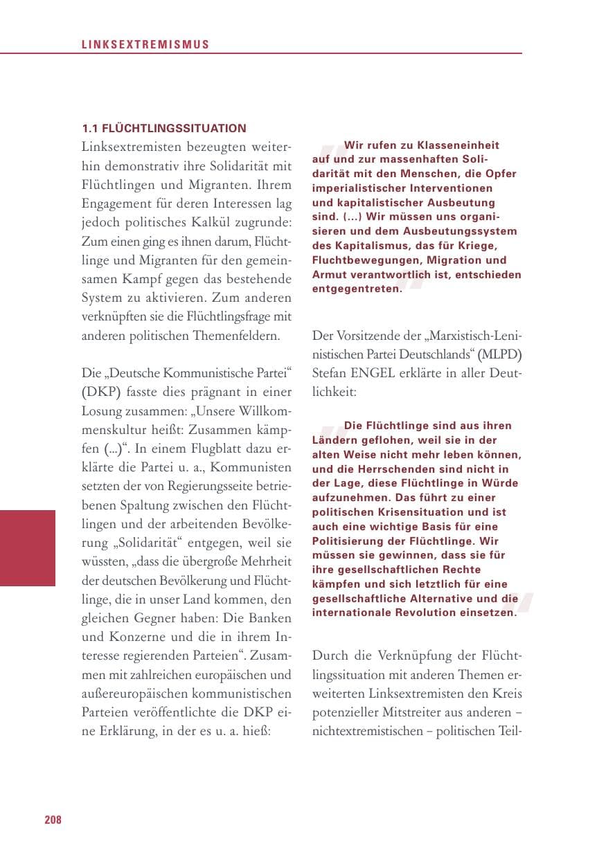 Seite 208 des Verfassungsschutzbericht 2016 Baden-Württemberg