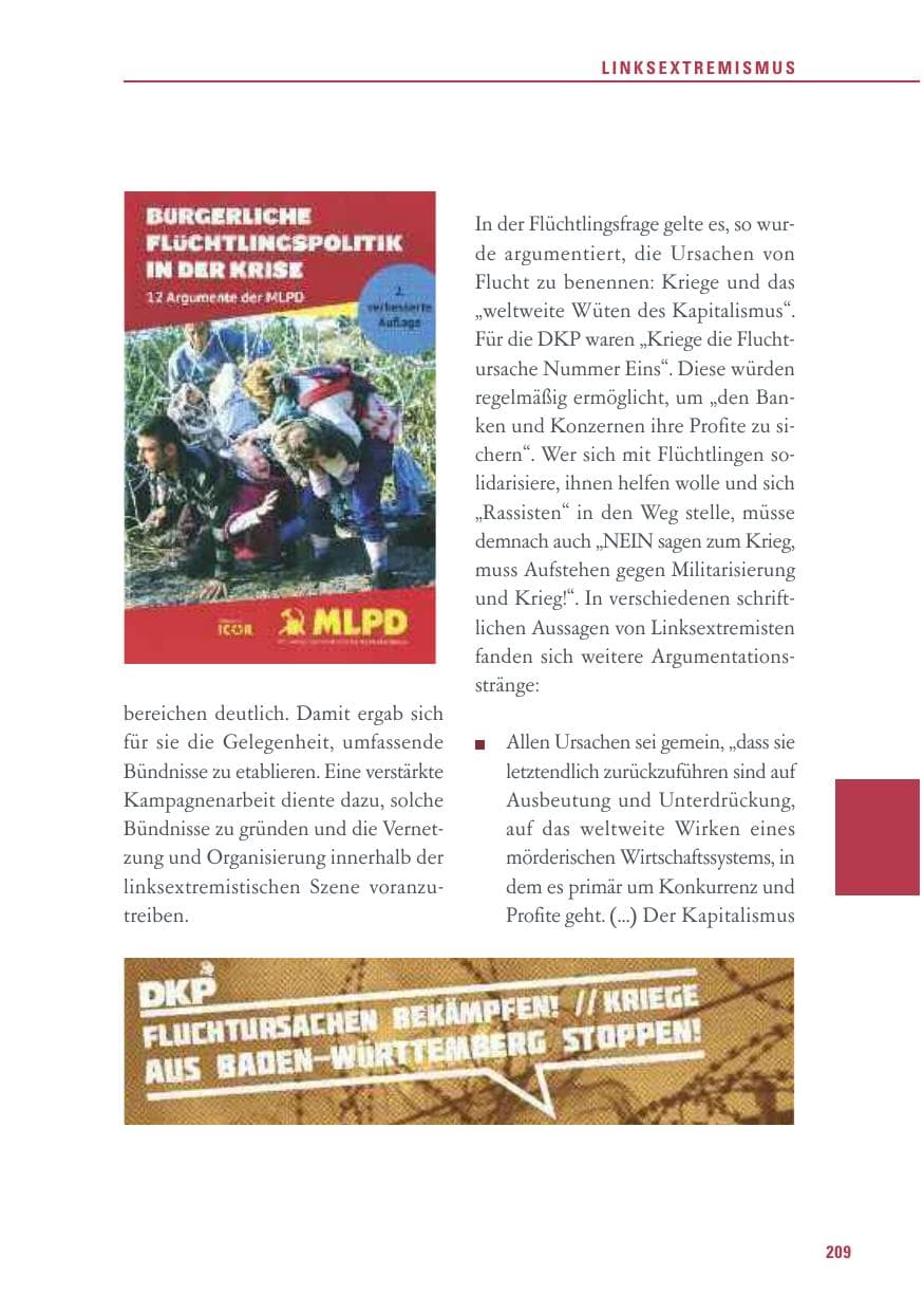 Seite 209 des Verfassungsschutzbericht 2016 Baden-Württemberg