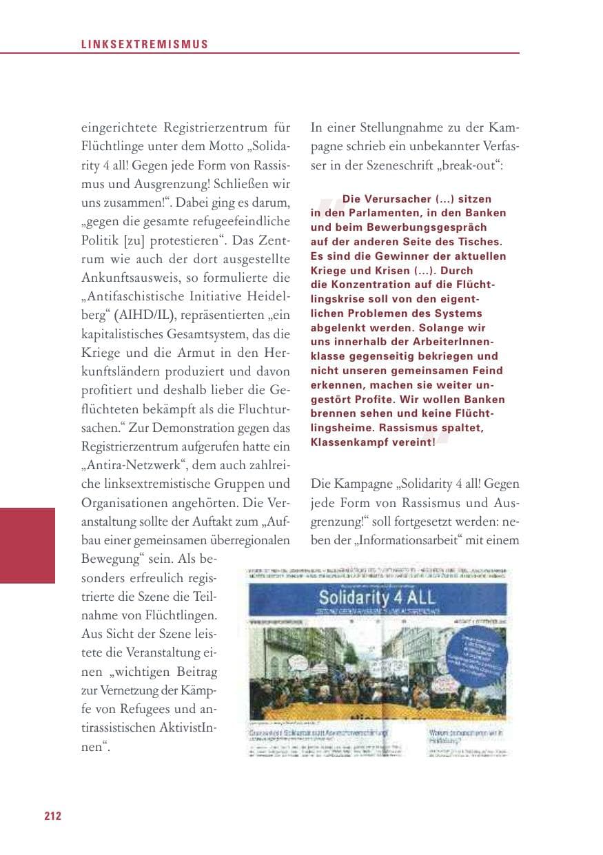Seite 212 des Verfassungsschutzbericht 2016 Baden-Württemberg