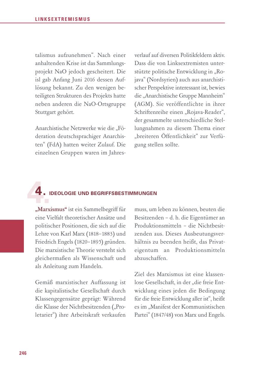 Seite 246 des Verfassungsschutzbericht 2016 Baden-Württemberg