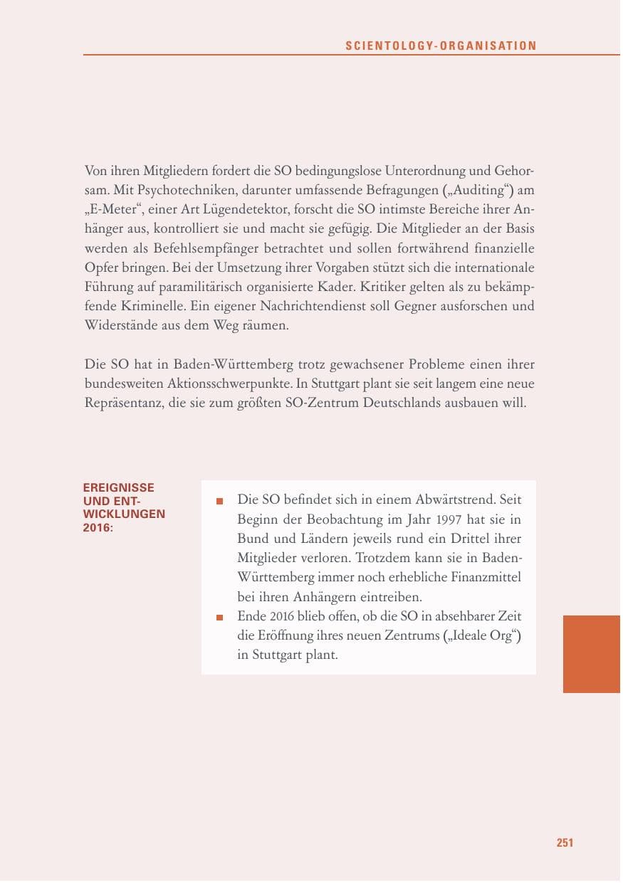 Seite 251 des Verfassungsschutzbericht 2016 Baden-Württemberg