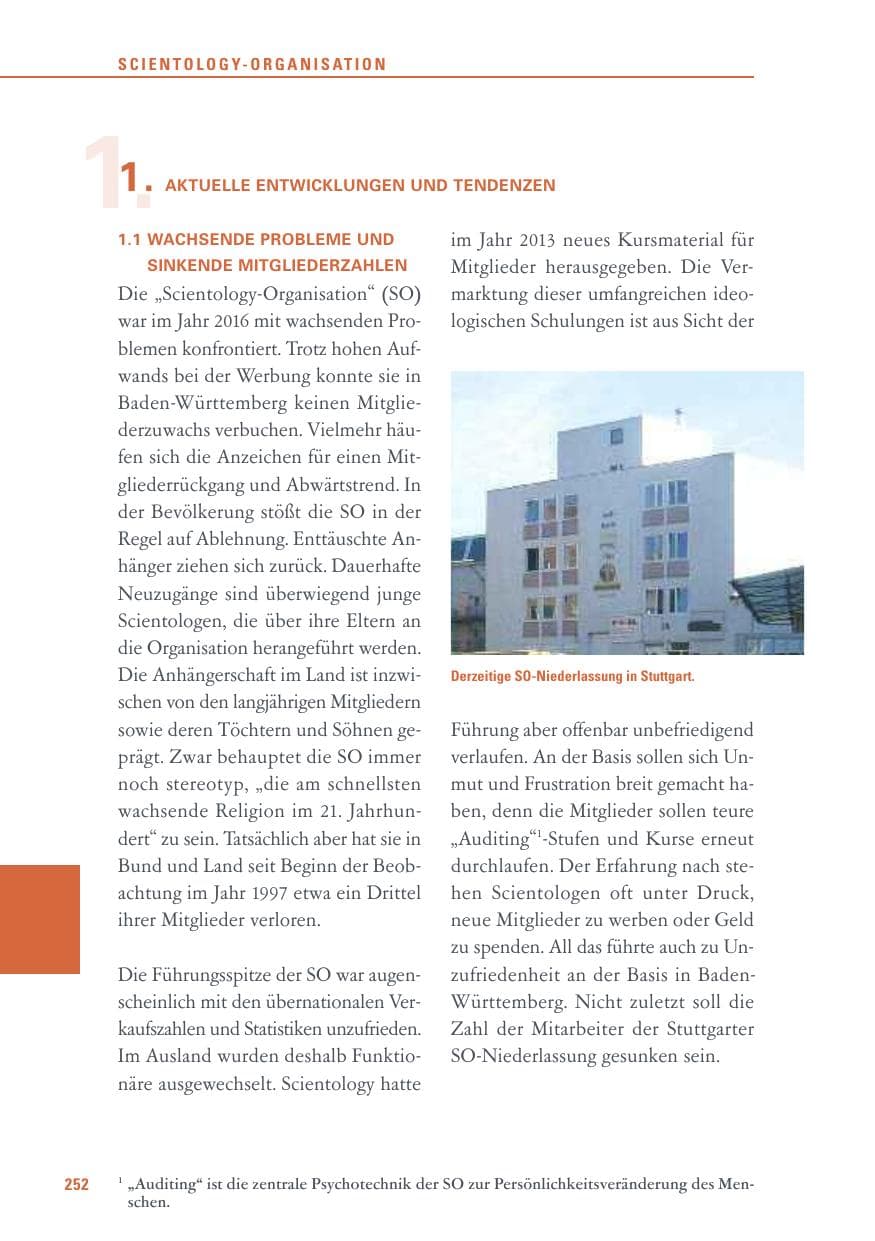 Seite 252 des Verfassungsschutzbericht 2016 Baden-Württemberg