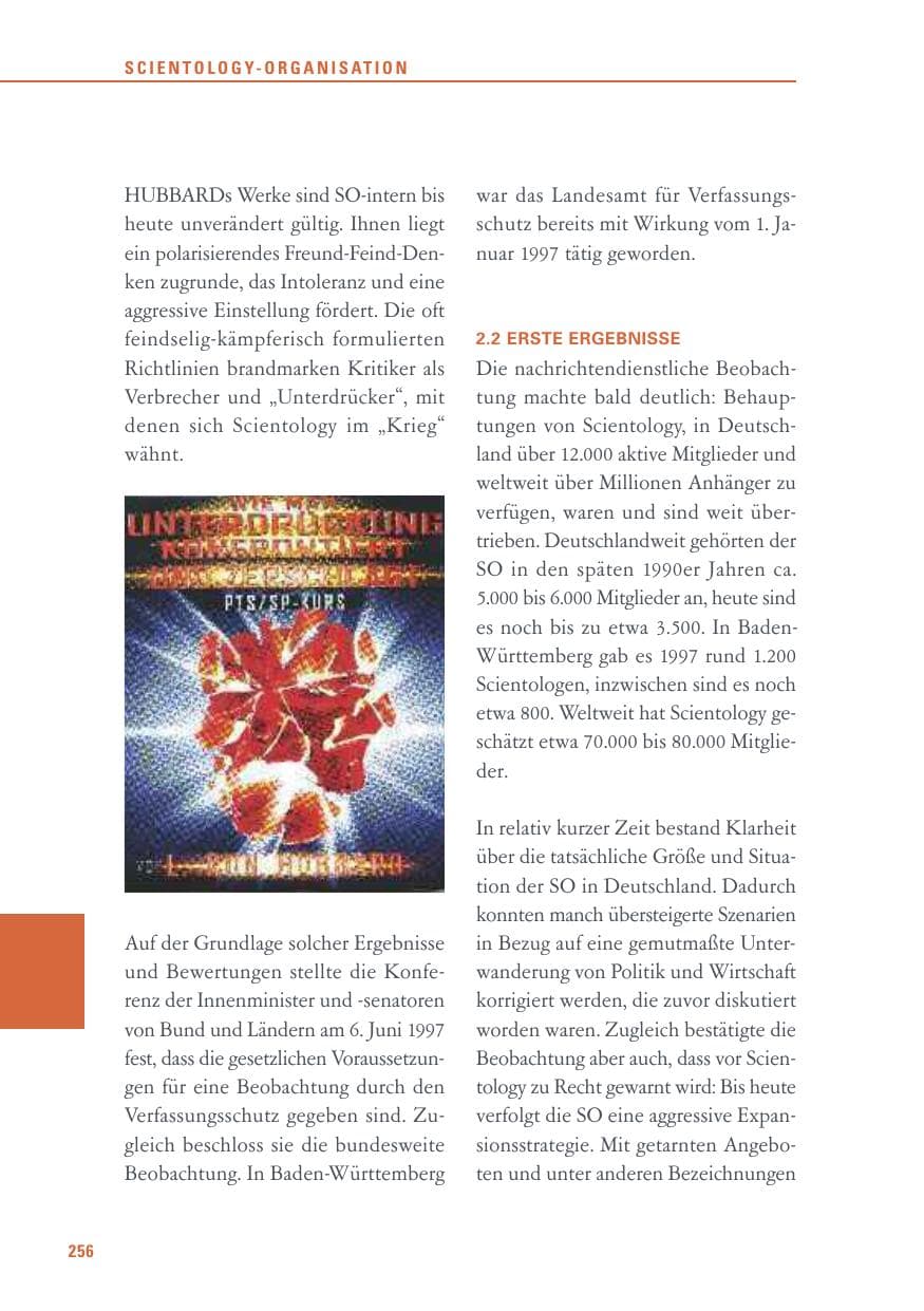 Seite 256 des Verfassungsschutzbericht 2016 Baden-Württemberg