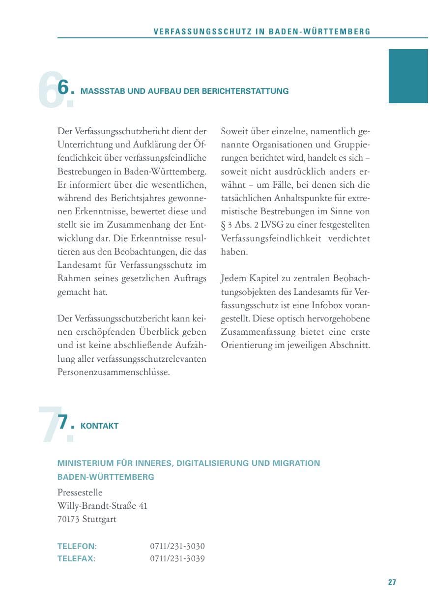 Seite 27 des Verfassungsschutzbericht 2016 Baden-Württemberg