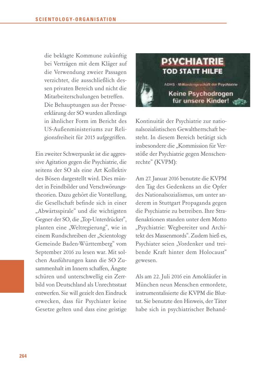 Seite 264 des Verfassungsschutzbericht 2016 Baden-Württemberg
