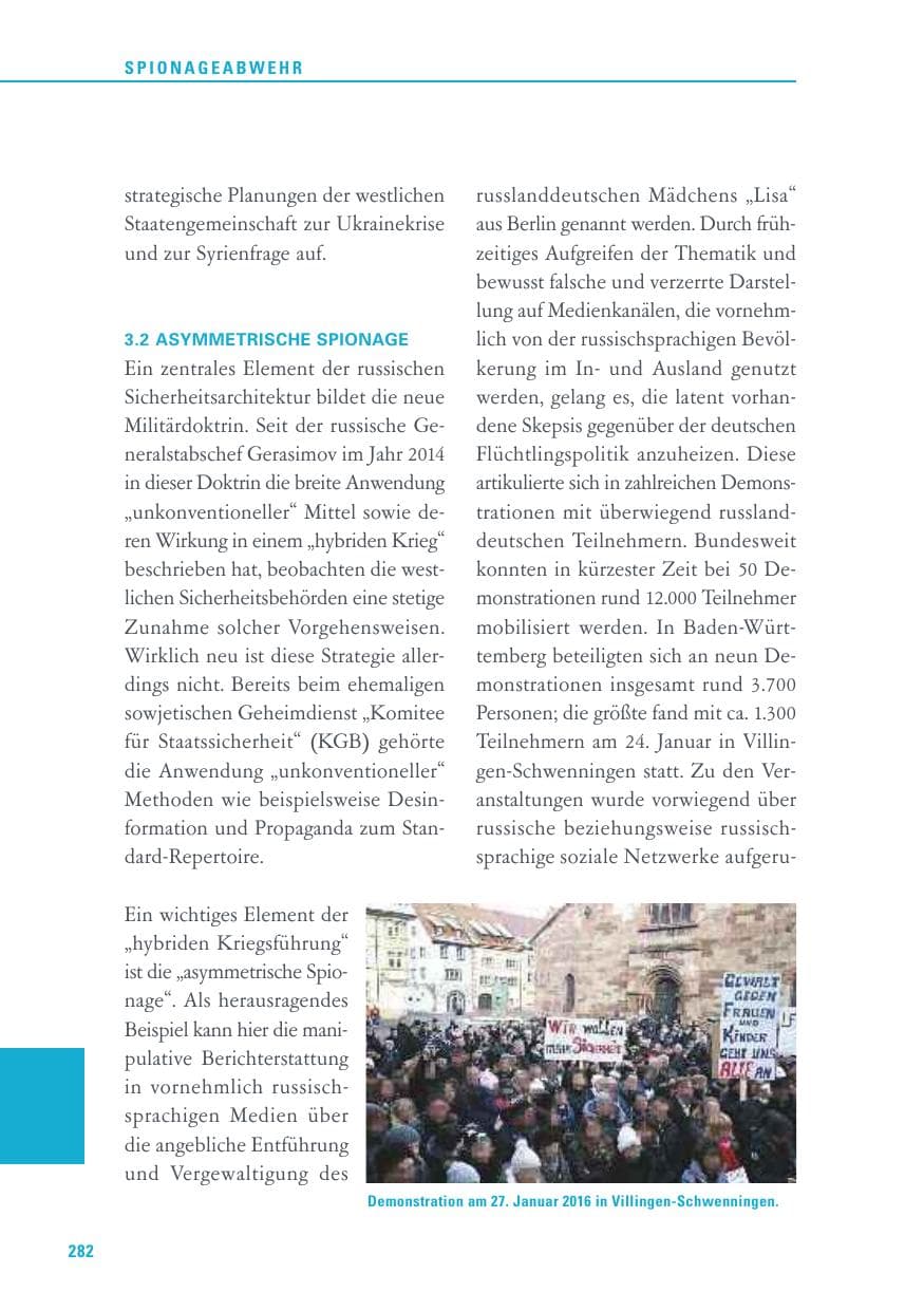 Seite 282 des Verfassungsschutzbericht 2016 Baden-Württemberg