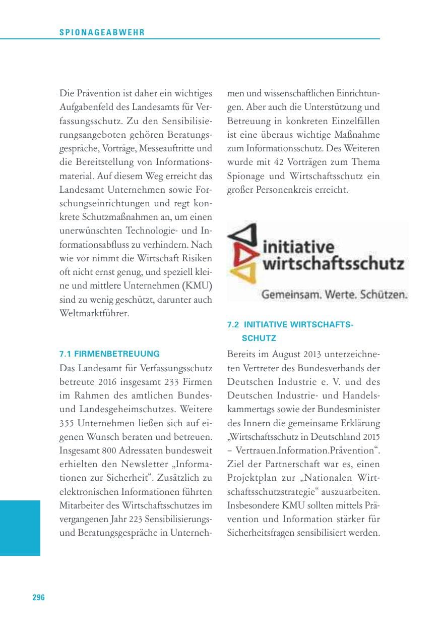 Seite 296 des Verfassungsschutzbericht 2016 Baden-Württemberg