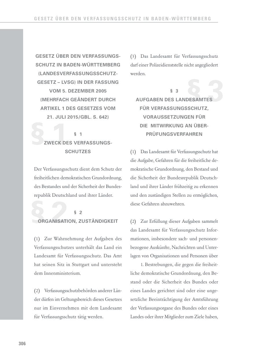 Seite 306 des Verfassungsschutzbericht 2016 Baden-Württemberg