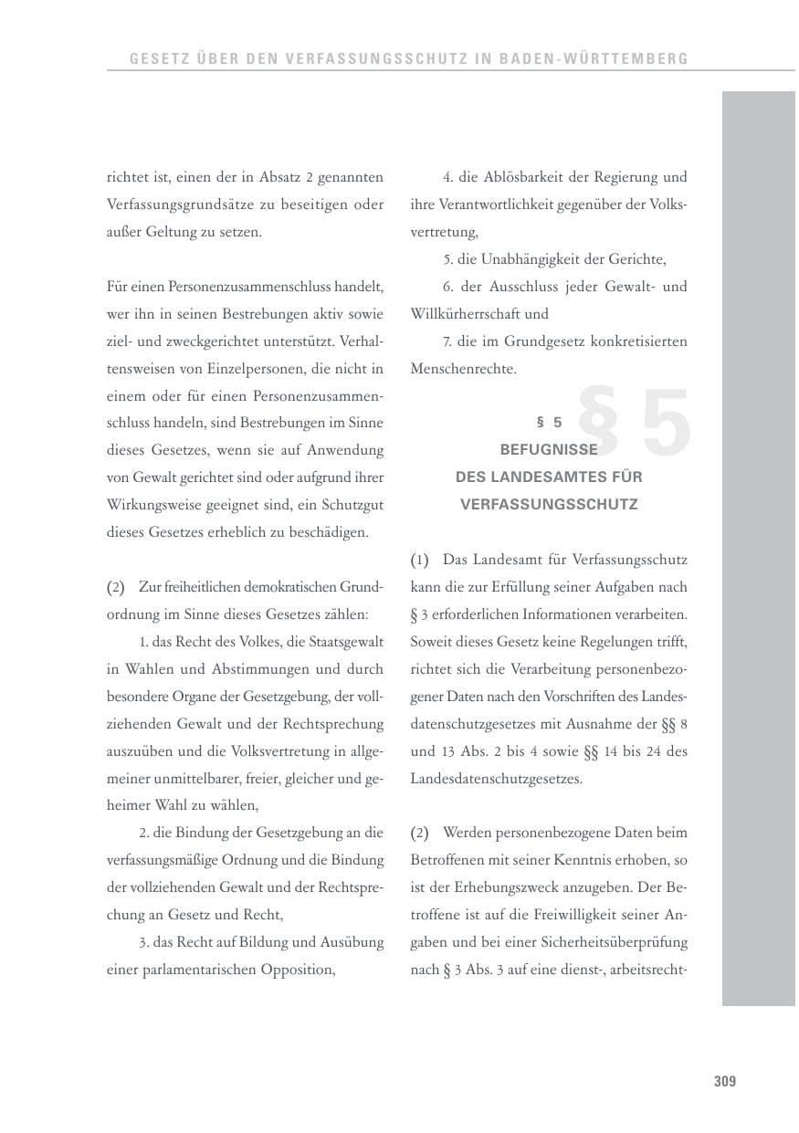 Seite 309 des Verfassungsschutzbericht 2016 Baden-Württemberg