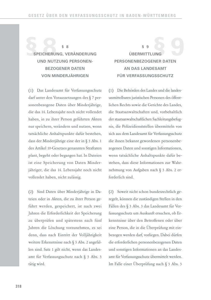 Seite 318 des Verfassungsschutzbericht 2016 Baden-Württemberg