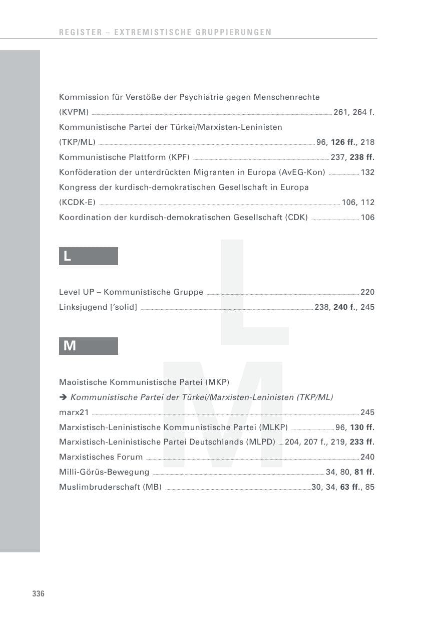 Seite 336 des Verfassungsschutzbericht 2016 Baden-Württemberg