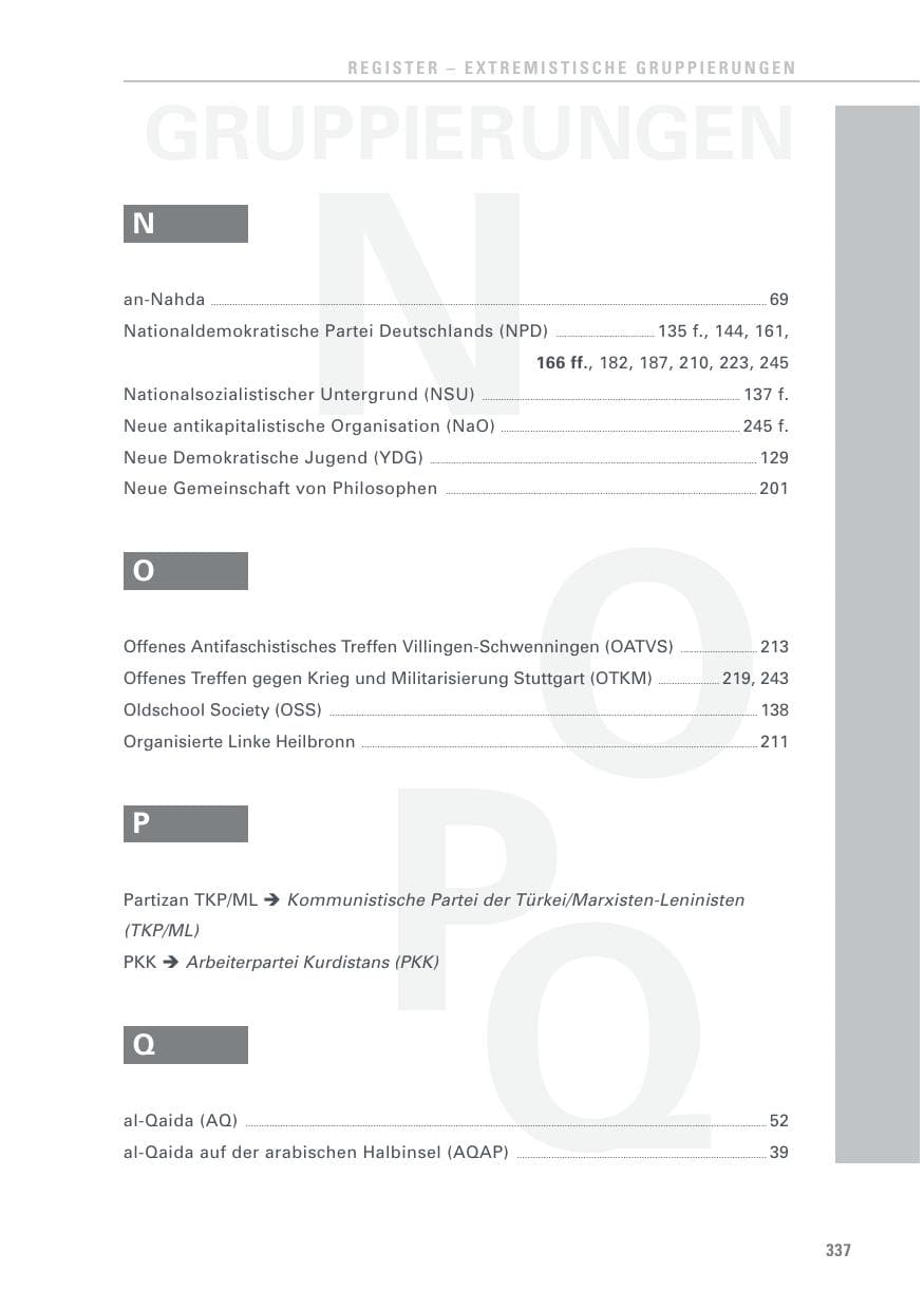 Seite 337 des Verfassungsschutzbericht 2016 Baden-Württemberg