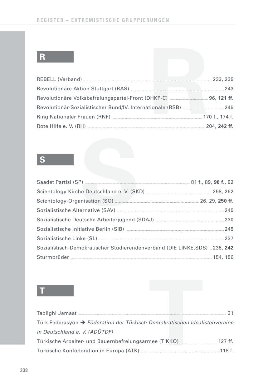 Seite 338 des Verfassungsschutzbericht 2016 Baden-Württemberg