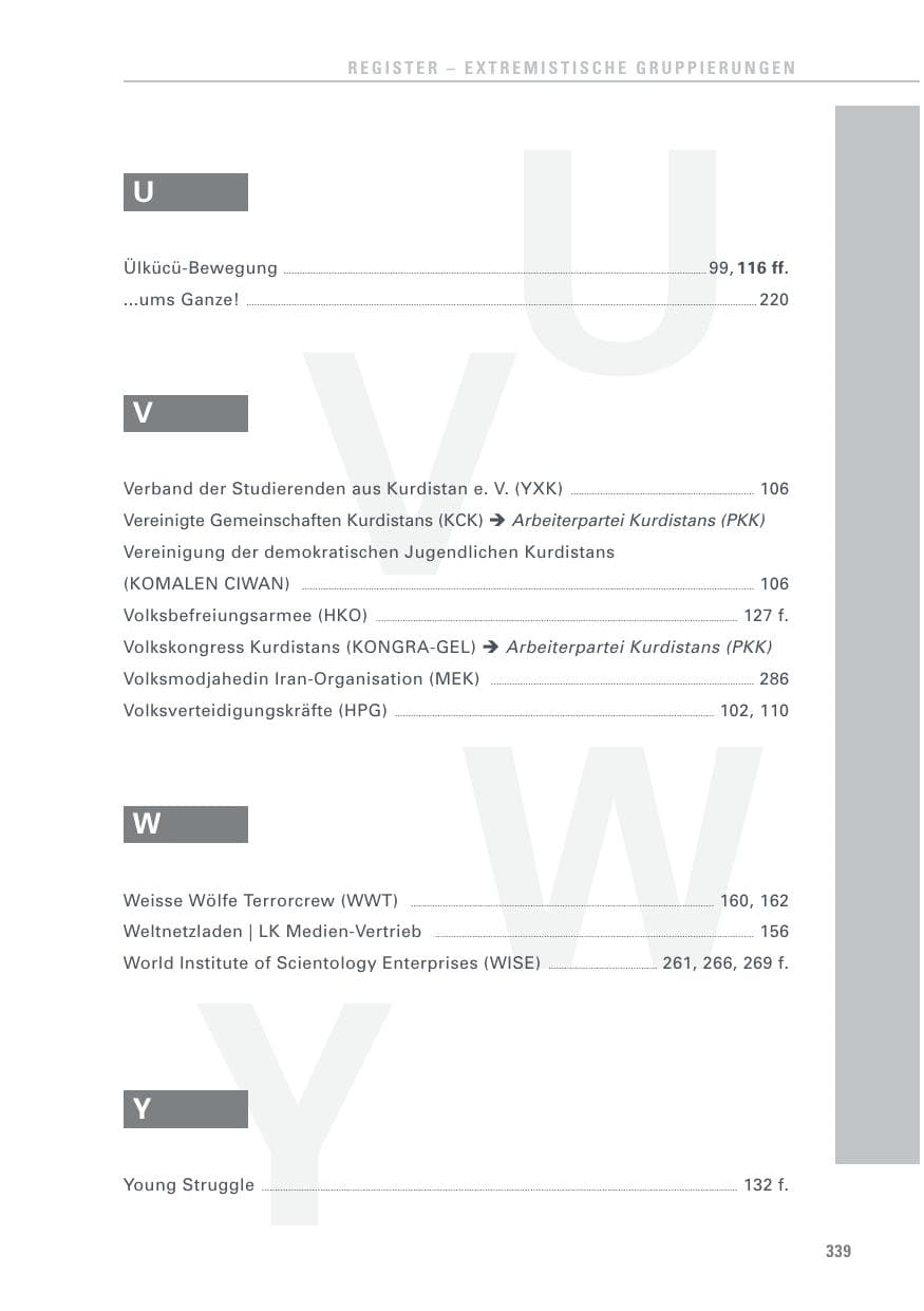 Seite 339 des Verfassungsschutzbericht 2016 Baden-Württemberg