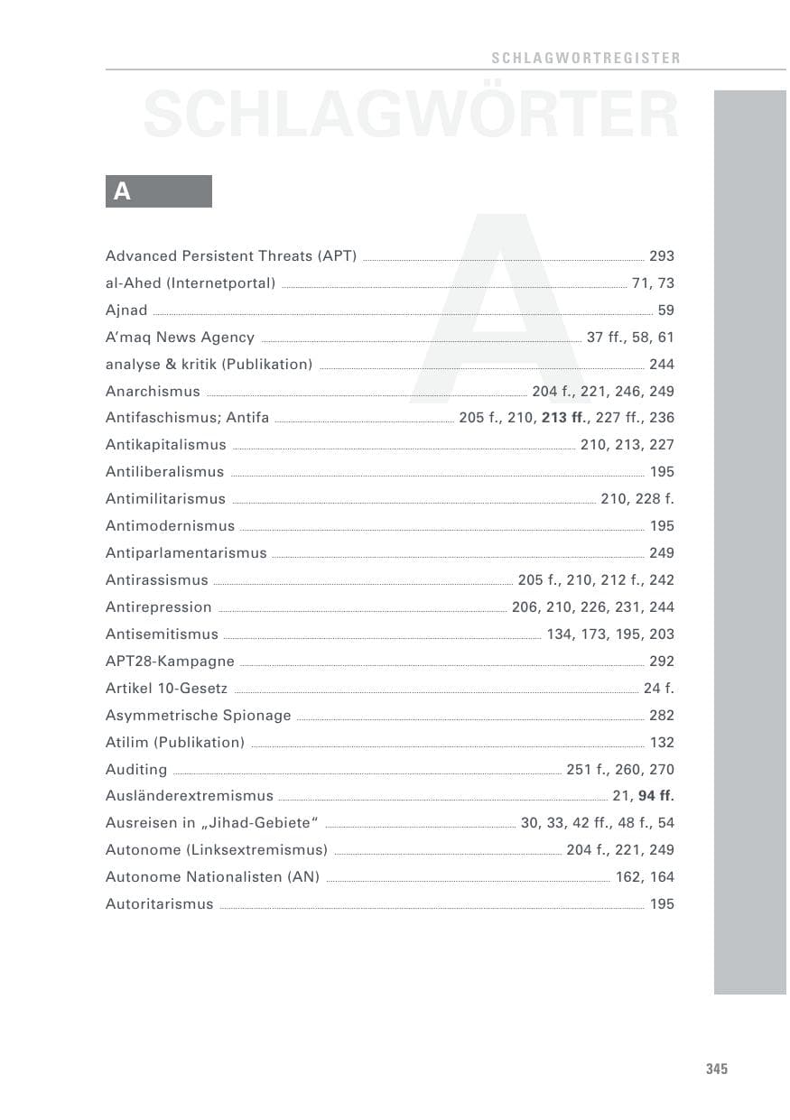 Seite 345 des Verfassungsschutzbericht 2016 Baden-Württemberg