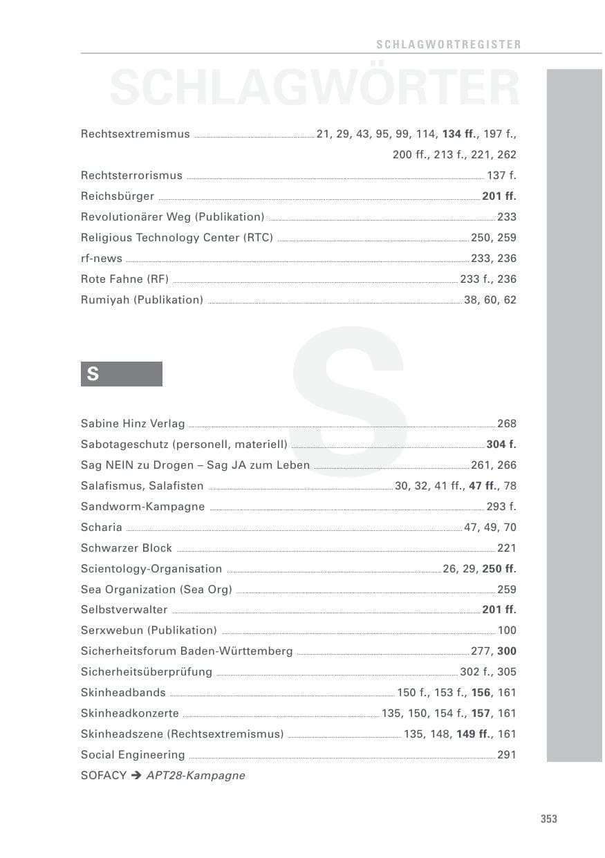 Seite 353 des Verfassungsschutzbericht 2016 Baden-Württemberg