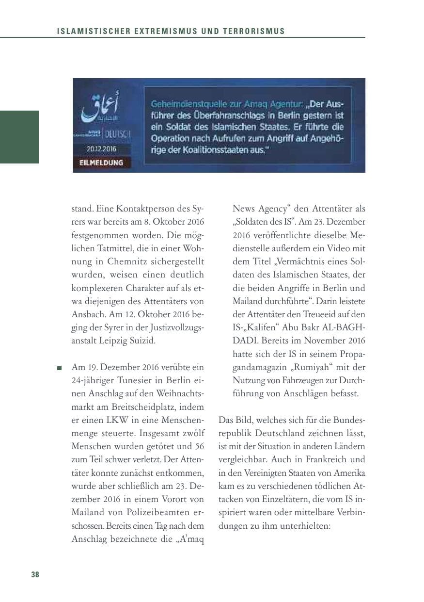 Seite 38 des Verfassungsschutzbericht 2016 Baden-Württemberg