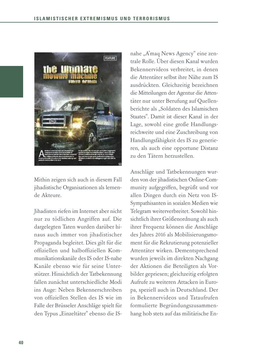 Seite 40 des Verfassungsschutzbericht 2016 Baden-Württemberg