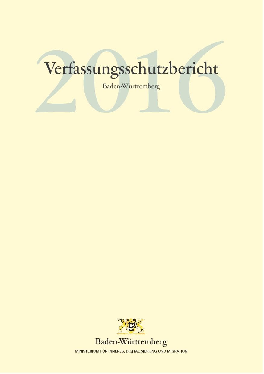Seite 5 des Verfassungsschutzbericht 2016 Baden-Württemberg