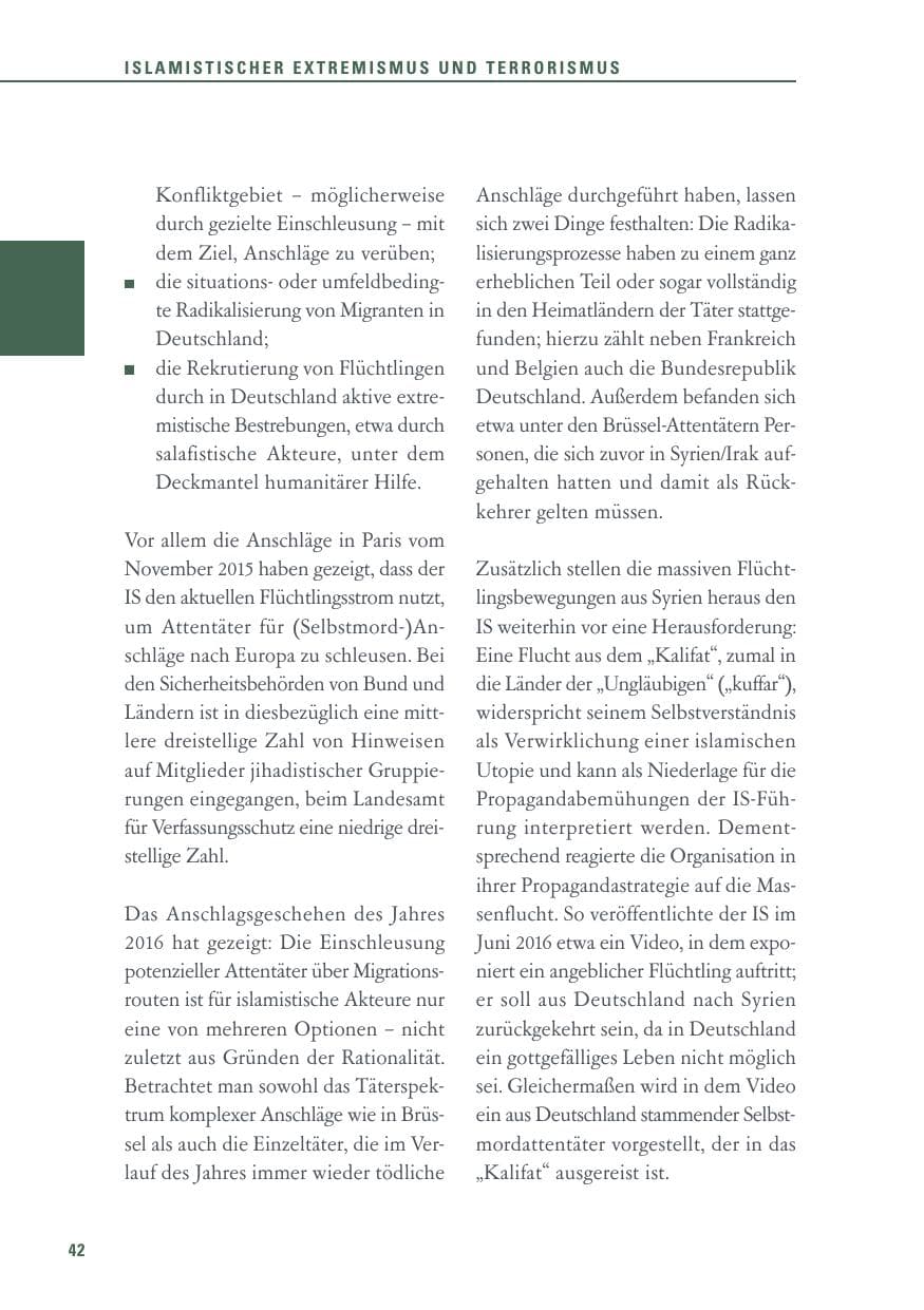 Seite 42 des Verfassungsschutzbericht 2016 Baden-Württemberg