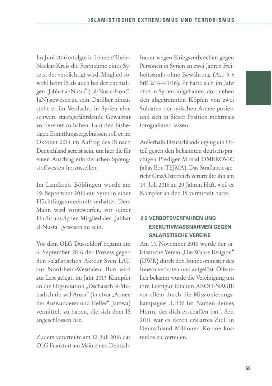 Seite 55 des Verfassungsschutzbericht 2016 Baden-Württemberg