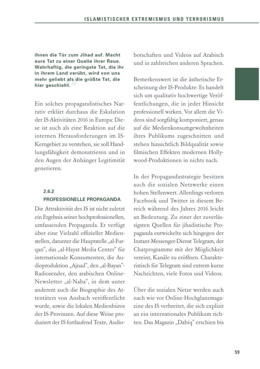 Seite 59 des Verfassungsschutzbericht 2016 Baden-Württemberg