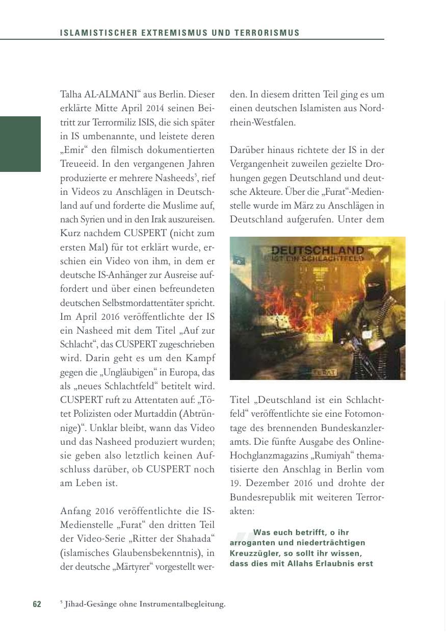 Seite 62 des Verfassungsschutzbericht 2016 Baden-Württemberg