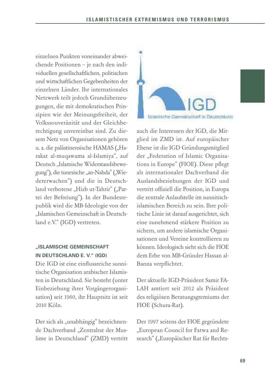 Seite 69 des Verfassungsschutzbericht 2016 Baden-Württemberg