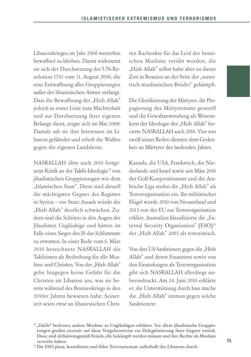 Seite 75 des Verfassungsschutzbericht 2016 Baden-Württemberg