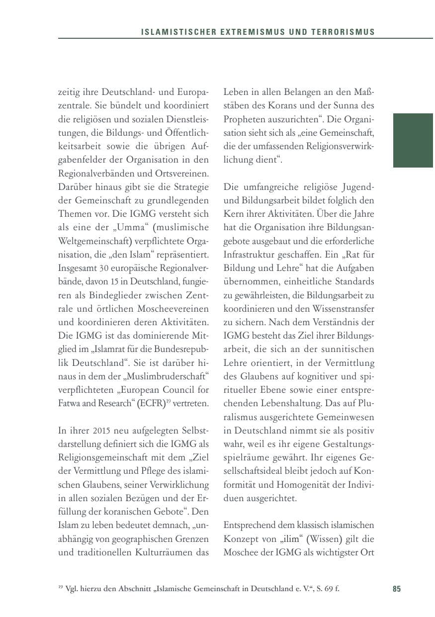Seite 85 des Verfassungsschutzbericht 2016 Baden-Württemberg
