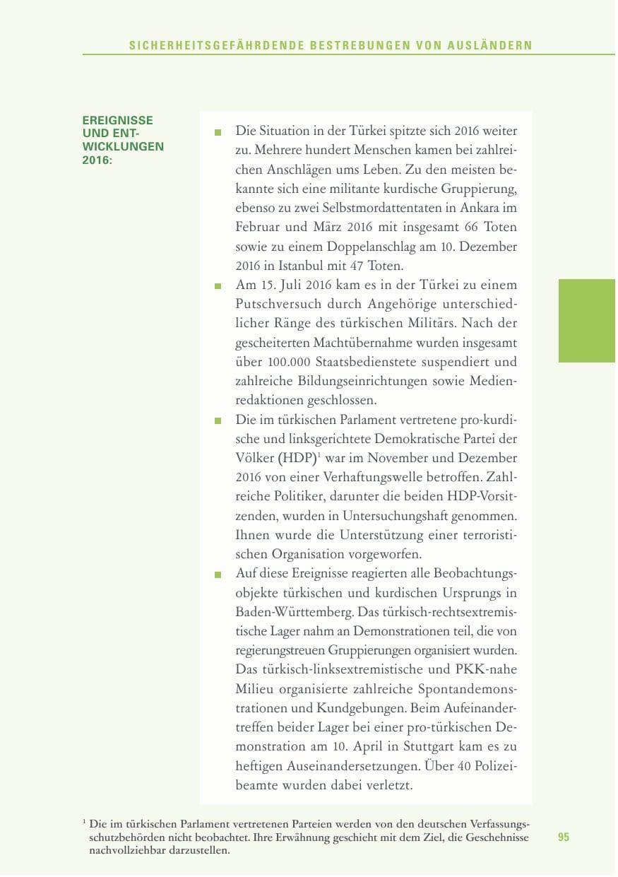 Seite 95 des Verfassungsschutzbericht 2016 Baden-Württemberg