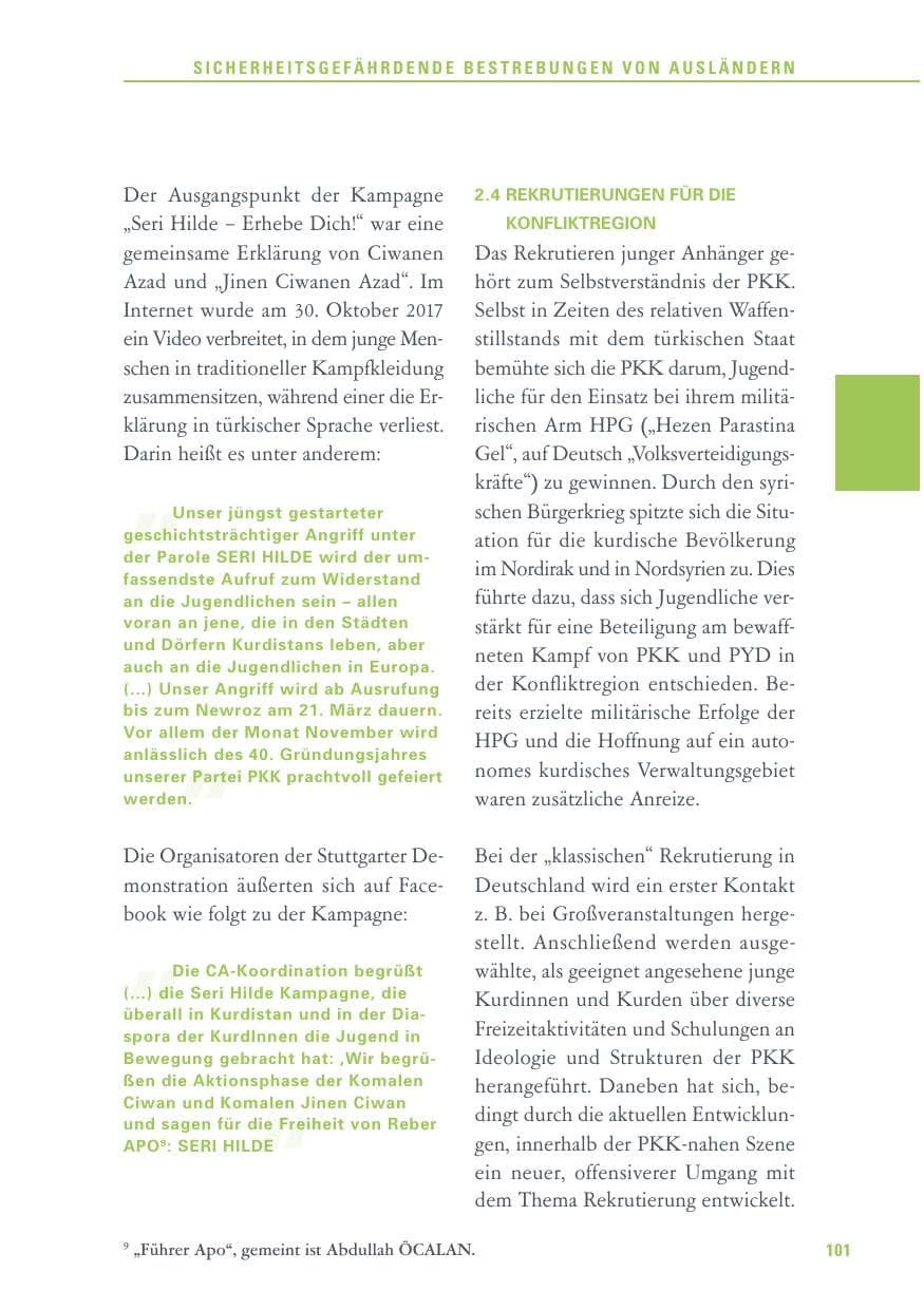 Seite 101 des Verfassungsschutzbericht 2017 Baden-Württemberg