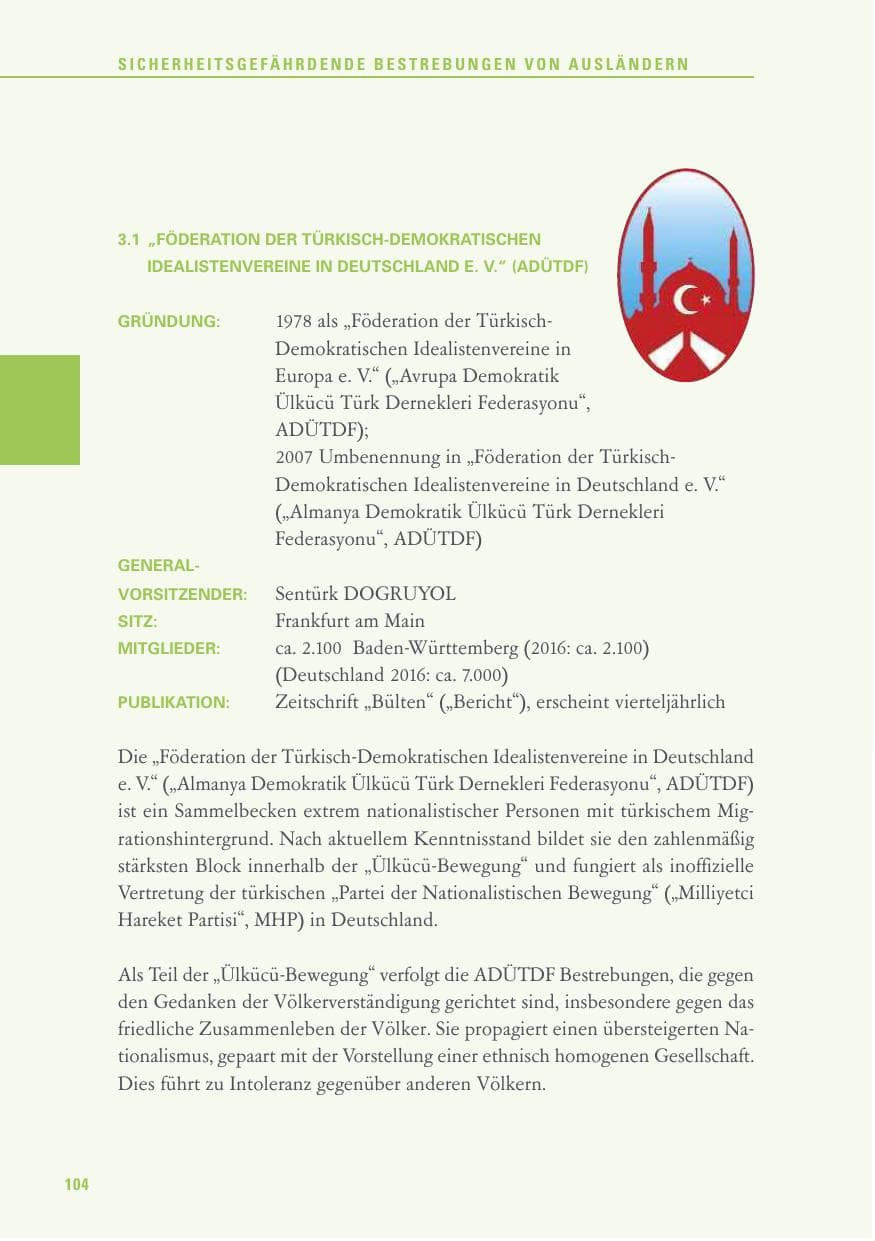 Seite 104 des Verfassungsschutzbericht 2017 Baden-Württemberg
